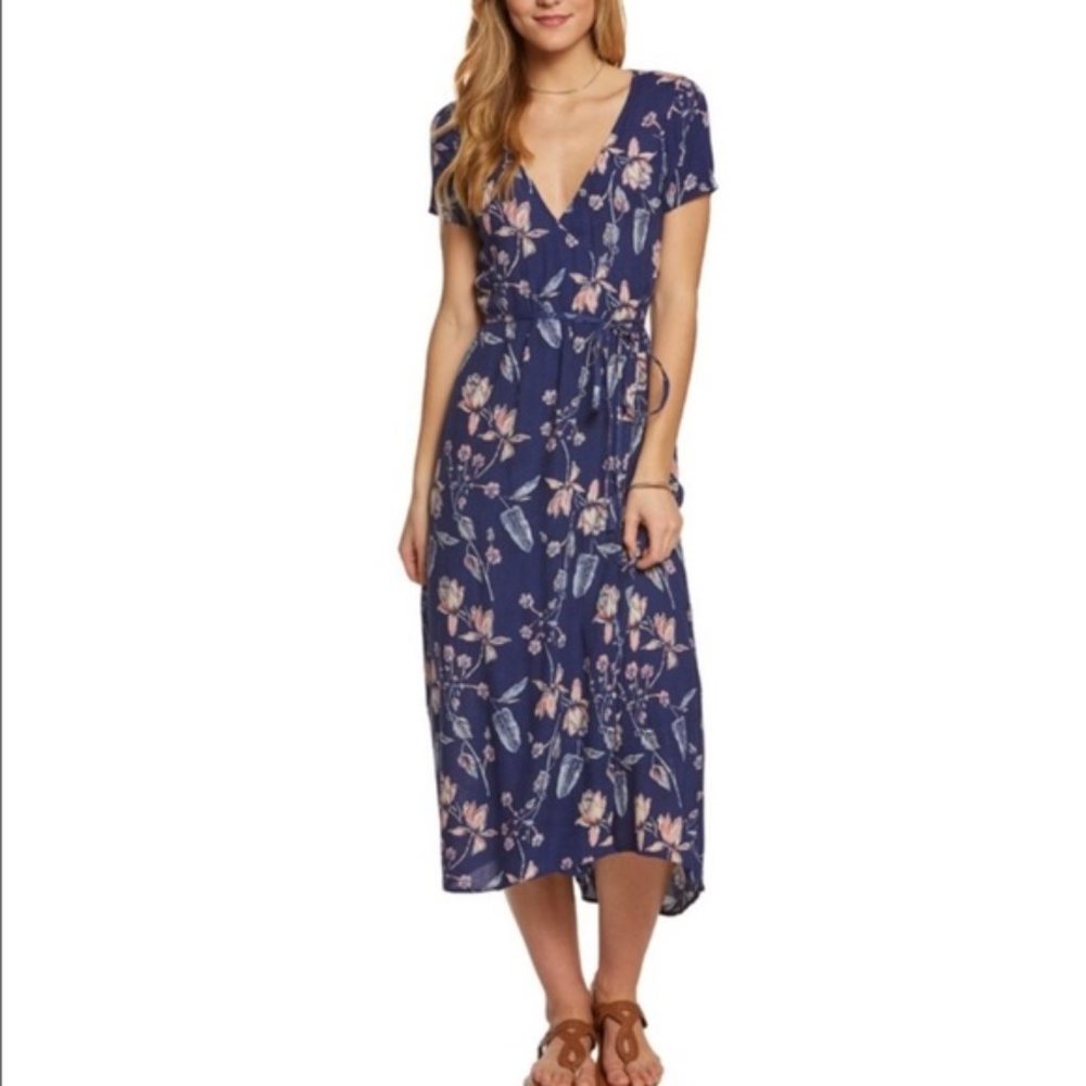 Billabong Wrap Dress Blue Floral Medium